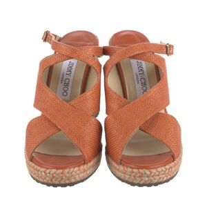 Jimmy Choo Raffia Espadrille Sandals Size 7.5